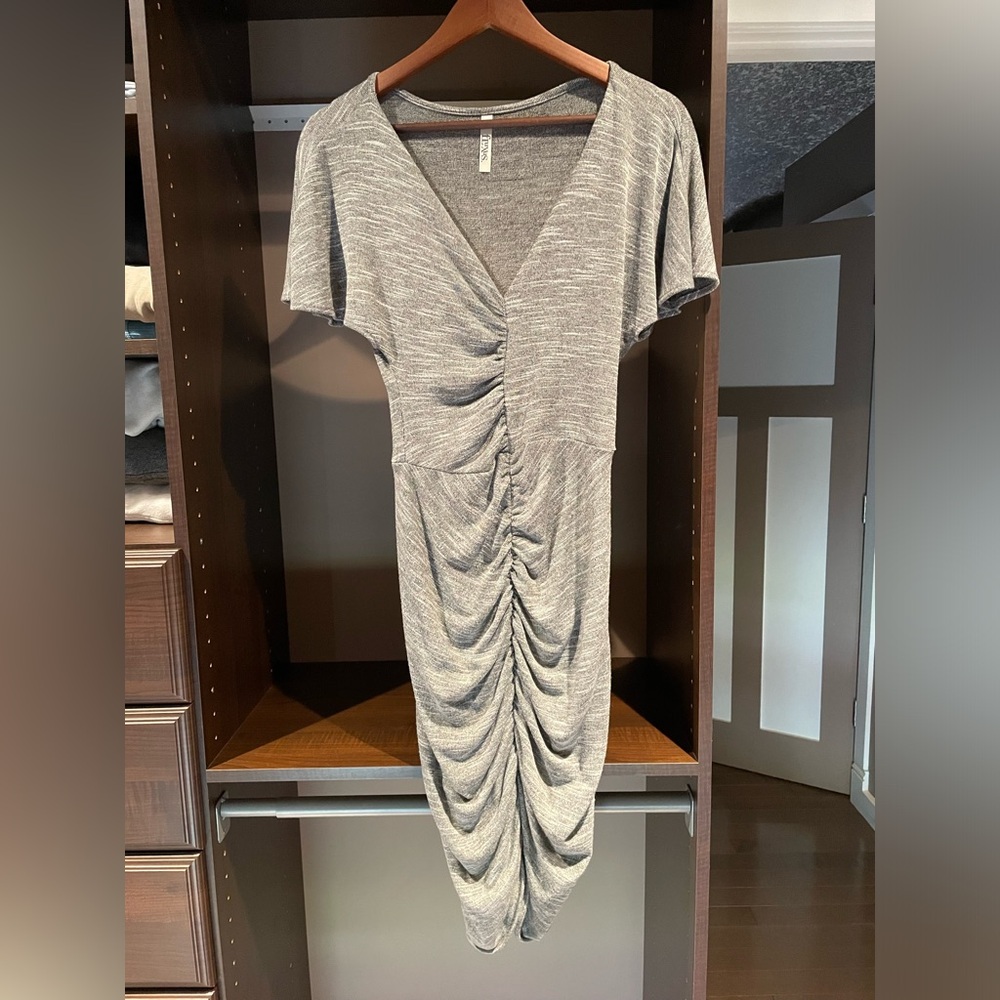Grey fluxus cocktail dress.